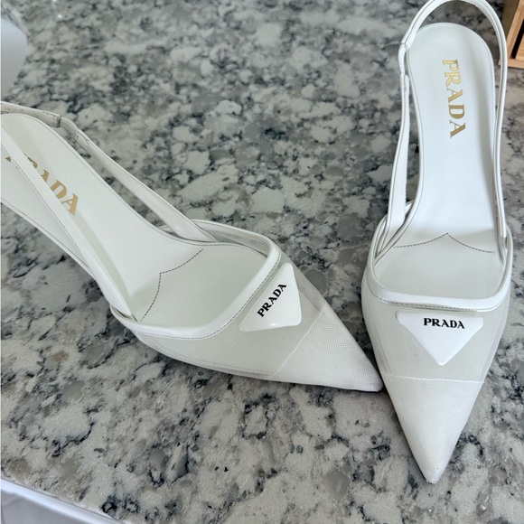 Prada White Mesh Heel Slingbacks - Picture 7 of 7